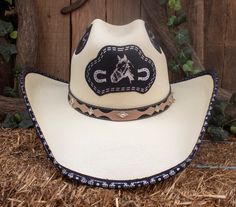 Turn heads when you wear our beautiful handmade cowboy hat . -SIZE MEDIUM FITS  7 , 7 1/8 ,  SIZE LARGE  7 1/4 , 7 3/8 -CROWN 4 1/2 " -BRIM 3 7/8" Western Hat Bands For Country Events, Western Flat Bill Hat For Rodeo, Western Style Flat Bill Hat For Rodeo, Western Style Top Hat For Rodeo With Flat Bill, Western Flat Bill Top Hat For Rodeo, Western Style Flat Bill Top Hat For Rodeo, Handmade Western Hat Bands For Western-themed Events, Western Top Hat For Rodeo, Custom Handmade Top Hat For Rodeo