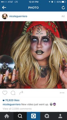 Fortune Teller Makeup, Fortune Teller Costume, Creepy Halloween Costumes, Creepy Halloween Makeup, Cute Halloween Makeup, Halloween Makeup Scary, Halloween Makeup Tutorial