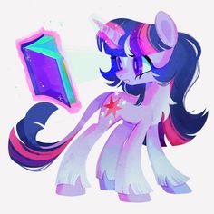 a drawing of a pony holding a book with stars on it's face and looking at the window