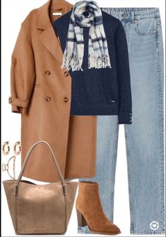 Blue And Camel Outfit, Camel And Blue Outfit, Camel Booties Outfit, Blue And Tan Outfit, Light Blue Jeans Outfit Winter, Light Blue Sweater Outfit, Light Denim Outfit, Light Denim Jeans Outfit, White Winter Outfits