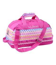 The best duffle for on-the-go kids-an essential for school, sports, sleepovers, summer camp and more. Made of rugged recycled fabric for durability, in fun prints. Rugged 600-denier recycled polyester. Spot clean. Opens wide for easy packing. Daisy chain detail. Adjustable shoulder strap. Grab handles. Imported. | Explorer Duffle Bag, Print, Polyester Essential For School, Easy Packing, Afterschool Activities, Duffle Bags, Daisy Chain, Travel Items, School Sports, Luggage Accessories, Travel Tote