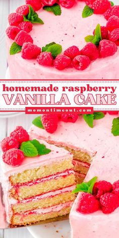 Nothing beats this Homemade Raspberry Vanilla Cake! This easy Valentine's Day dessert is wonderfully moist. Paired with raspberry filling and raspberry buttercream frosting, this vanilla layer cake recipe is a beautiful and decadent sweet treat for Valentine's Day!