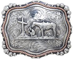 AndWest Vintage "Mission" Praying Cowboy Belt Buckle, Two Tone, hi-res Western Style Engraved Belts For Rodeo, Rustic Concho Belt Buckles For Rodeo, Western Engraved Belts For Rodeo, Western Style Silver Belt For Western-themed Events, Western Silver Belt For Western-themed Events, Silver Hand-tooled Belt For Western-themed Events, Engraved Western Belt Buckles For Rodeo, Silver Concho Belt For Western-themed Events, Silver Concho Belt Buckles For Rodeo