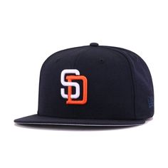 New Era Cap 59Fifty fitted hat for the San Diego Padres in navy blue and orange colorway, featuring interlocking SD logo on the front. This 90s throwback is all business. Officially colored with clean lines all throughout, this fitted is proof that simplicity goes a long way. Grab yours today! Hat Material: 100% WoolCrown: NavyVisor: NavyButton: NavyUndervisor: GreyFront Logo: Snow White/OrangeadeNew Era Flag: Midnight NavyRear Logo: Midnight Navy/Snow White/Orangeade Sd Logo, 90s Throwback, World Baseball Classic, San Diego Chargers, National League, San Diego Padres, New Era Cap, New Era 59fifty, Oakland Athletics