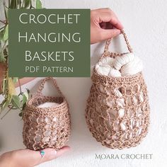 crochet hanging baskets with text overlay