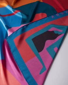 Silk yoga scarf – by Parra USA Artistic Silk Shawl Scarf As Gift, Artistic Rectangular Silk Scarf As Gift, Artistic Shawl Scarf As A Gift, Artistic Shawl Scarf For Gift, Artistic Shawl Scarves As Gifts, Artful Multicolor Scarves As Gift, Yoga Artwork, Silk Yoga, Scarf Print