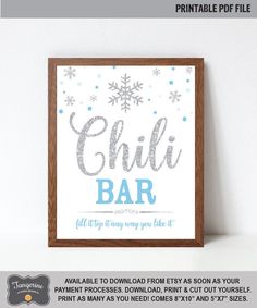 a sign that says chilli bar with snowflakes on the bottom and an image of