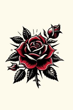 a red rose tattoo design on a white background