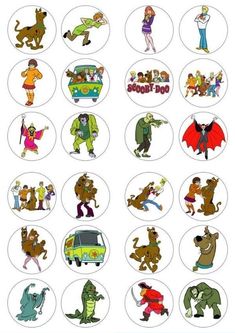 the scoozie stickers are all in different shapes and sizes, including cartoon characters