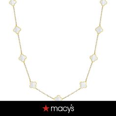 in stock Luxury White 14k Gold Necklaces, Luxury White 14k Gold Necklace, White Necklace With 17 Jewels For Everyday Luxury, Fine Jewelry White Necklace For Everyday Luxury, Clover Necklace, Mother Of Pearl, In Store, Pick Up, Buy Online