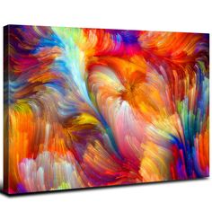 an abstract painting with multicolored paint on it's canvas wall art print