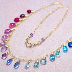 Rainbow Gemstone Necklace Colorful Stone Necklace Precious Gemstone Necklace Multi Stone Drop Necklace Rainbow Necklace Sapphire Necklace (30761 - 0) Elegant Rainbow Pendant Necklaces, Rainbow Multi-stone Necklace In Fine Jewelry Style, Multicolor Gemstone Drop Jewelry, Multicolor Drop Gemstone Jewelry, Multicolor Multi-stone Drop Jewelry, Rainbow Gemstone Pendant Jewelry, Rainbow Gemstone Pendant Necklace, Rainbow Stones Jewelry For Jewelry Making, Multicolor Gemstone Dangle Necklaces