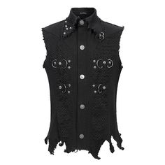 Wt061 Distressed Heavy Metal Men Vest Punk Vest, Mens Black Vest, Masc Fashion, Mens Waistcoat, Gothic Tops, Mens Fashion Streetwear, Punk Outfits, Irregular Hem, Fashion Now