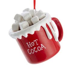 KURT S. ADLER INC Christmas Hot Cocoa Ornaments, 3 Inches, 1 Count 086131518515 Christmas Lodge, Cocoa Christmas, Candy Cane Ornament, Lollipop Candy, Red Mug, Chocolate Caliente, Metal Christmas