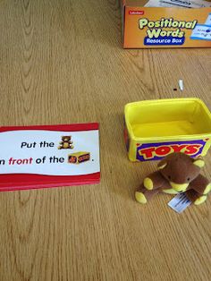 there is a toy mouse next to a box with a sign that says, put the fun front of the toy