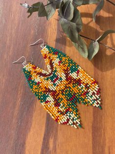 Abstract Beaded Earrings Autumn Style Fringe Seed Bead - Etsy Ukraine Bohemian Jewelry Gift, Stitch Earrings, Beaded Earrings Diy, Bracelets Handmade Diy, Brick Stitch Earrings, Earrings Diy, Autumn Style, Seed Bead Earrings, Brick Stitch