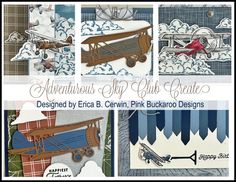 an assortment of handmade greeting cards with airplanes