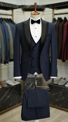 Men Suits Navy 3 Piece Slim Fit One Button Wedding Groom Party Wear Coat Pant, Men Tuxedo, Men Navy Blue Suit, Navy Blue Slim Fit Tuxedo by GentWithShop on Etsy Blue Slim Fit Tuxedo For Wedding, Blue Tuxedo Style Three-piece Suit For Wedding, Blue Tuxedo Three-piece Suit, Blue Slim Fit Tuxedo Suit, Blue Slim Fit Three-piece Suit For Party, Blue Three-piece Wedding Suit In Suiting Fabric, Blue Three-piece Wedding Suit, Blue Single Button Party Suits, Blue Wedding Blazer In Suiting Fabric