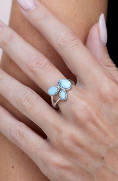 An easy-to-wear ring will add significant polish to even your most casual ensembles. Sterling silver/larimar Imported Larimar Rings Sterling Silver, Young Adult Fashion, Rings Sterling Silver, Larimar Ring, Larimar Rings, Concert Looks, Flip Flop Slippers, Designer Crossbody Bags, Sandals Brands