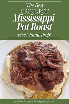 The slow cooker makes this fall-apart, easy Mississippi Roast smothered in rich gravy melt in your mouth. And the best part? This dump and go recipe requires almost no prep time!