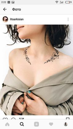 an image of a woman with tattoos on her chest