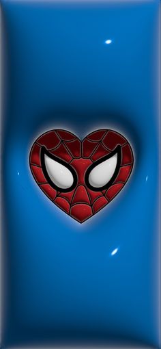 a spiderman heart with eyes on it's face in the middle of a blue background