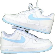 Classic Blue Custom Sneakers With Round Toe, Blue Custom Air Force 1, Nike Custom, Custom Made Shoes, Custom Air Force 1, Sneaker Stores, Custom Nikes, Custom Baby, Air Force 1