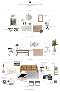 an info sheet with furniture and decor on it