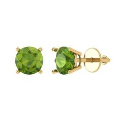 Style: Studs / Solitaire Stone: Natural Peridot Main Stone Shape: Round Cut Main Stone Carat Weight: 0.75 Total Carat Weight: 1.5 Number of Stones: 2 Setting Type: Prong Setting Creation Method: Natural Stone Treatment Method: Not Treated Metal Type: Yellow Gold Size: one size.  Gender: female.  Age Group: adult.  Pattern: solid. 0 Number, 5 Number, Designer Earrings, Prong Setting, Types Of Metal, Round Cut, Natural Stone, Gender Female, Womens Watches