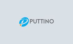 the logo for putino is shown in grey and blue