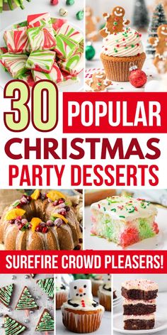 christmas party desserts with text overlay that reads 30 popular christmas party desserts