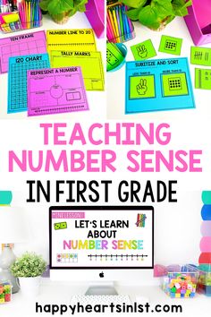 Number Sense First Grade Activities Lessons worksheets and ideas for the beginning of the year Guided Math and Math Centers First Grade Number Sense, First Grade Counting Activities, Number Sense Games First Grade, Numbers And Operations First Grade, Number Sense 2nd Grade, First Grade Number Sense Activities, Teaching Number Sense 1st Grade, Grade 1 Number Sense Activities, Counting By Tens Activities