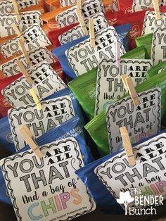 candy bags are lined up with the words you're that way on them