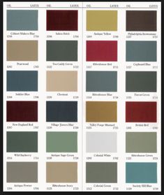 the color chart for different paint colors