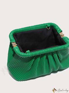 BirdinBag - Sleek Ruched Handbag Ruched Bag, Green Details, Pu Leather Bag, Word Wrap, Bag Bag, Bag Sale, Clutches, Bags Women, Leather Bag