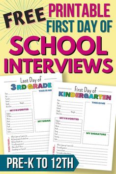 the free printable first day of school interviews