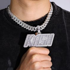 Icy Chain, Diamond Jewerly, Hip Hop Bling, Letter Example, Kyrie Irving, Custom Letters, Uppercase Letters, Letter Pendants, Cuban Chain