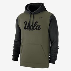 Sometimes it can be hard to match your school colors with the rest of your outfit. With a look that gives off low-key, casual vibes, this classic-fit UCLA sweatshirt lets you rep your squad, no matter what else you've got on. Nike Collegiate Sports Hoodie, Nike Collegiate Hoodie For Sports, Nike Sweatshirt For Sports Season Fan Apparel, Nike Hoodie Sweatshirt Fan Apparel, Team-colored Varsity Hoodie For Fall, Sporty Nike Hoodie In Team Colors, Sporty Nike Team-colored Hoodie, Nike Sporty Team-colored Hoodie, Casual Black Hoodie For Fan Gear