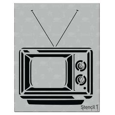 a black and white drawing of an old fashioned tv with two antennas on the screen