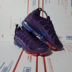 Men Nike Air Vapormax Shoes Size 8 New With Box Price $$120 Sporty Purple Running Shoes With Air Cushioning, Purple High-top Running Shoes With Cushioned Footbed, Purple High-top Running Shoes With Abzorb Midsole, Nike Purple Slip-on Sneakers, Purple Running Shoes For Streetwear, Purple Streetwear Running Shoes With Round Toe, Fade-resistant Purple Running Shoes For Sports, Purple Fade-resistant Running Shoes For Sports, Purple Slip-on Sneakers For Streetwear