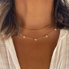 O Necklaces, Dainty Jewelry, Layering Necklace – AMYO Jewelry Elegant Choker, Starburst Necklace, Silver Necklace Set, Styl Boho, Jewelry Lookbook, Cute Necklace, Mode Inspo