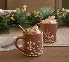 Gingerbread Mugs - Set of 2 | Pottery Barn Mug Noel, Christmas Inspo, Noel Christmas, Merry Little Christmas, Christmas Mood, Stoneware Mugs, Christmas Aesthetic, Cozy Christmas, Christmas Mugs