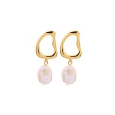 Enhance your ensembles with these earrings offering an 18k gold-plated design decorated with pearl details. 0.79" W x 1.77" L 18k gold-plated copper / pearl Pearl Details, Copper Pearl, Accessories Jewelry Earrings, Harp, Jewelry Accessories, 18k Gold, Gold Plate, Jewelry Earrings, Gift Card