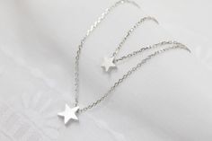 simple Two star double layers chain Necklace - S2227-1 Minimalist White Double Chain Necklace, Modern Jewelry With Star Charm For Gifts, Modern Jewelry With Star Charm As Gift, Modern Star Charm Jewelry As A Gift, Modern Star Charm Jewelry Gift, Trendy White Layered Necklace As Gift, Trendy White Layered Necklace For Gift, Star Charm Layered Necklace As Gift, Modern Silver Layered Necklace As Gift