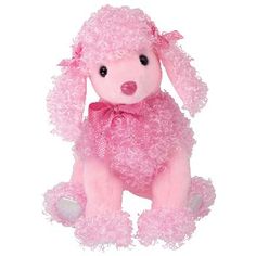 a pink poodle stuffed animal on a white background