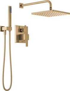 an image of a shower head and handset with thermostaer in gold