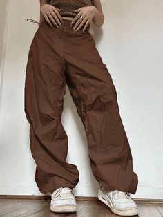 Oversized Solid Streetwear Y2K Baggy Pants Drawstring Low Waist Baggy Cargo Pants - AnotherChill Celana Kargo, Pink Cargo Pants, Y2k Cargo Pants, Celana Fashion, Sweatpants Streetwear, Streetwear Cargo Pants, Cargo Pants Streetwear, Street Fits, Pocket Sweatpants