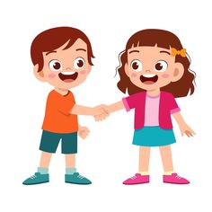 two children shaking hands with each other