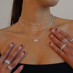 Meet our new Lover Girl Necklace, a basic pearl necklace with a twist. This stunning necklace can spice up any outfit you wear. Let this baby shine on its own, or pair it with our Girly Pearly Necklace for the perfect stack. Aura Necklace, Silver Jewlery, Lover Girl, Jewel Necklace, Girls Necklaces