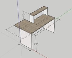 an image of a desk and chair with measurements